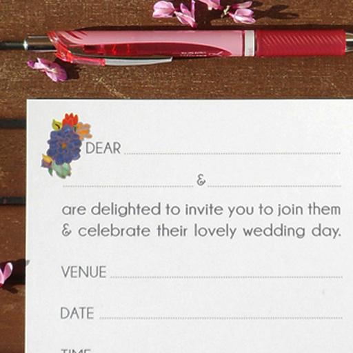 Ready-to-Write Lovebirds wedding invitation reverse text
